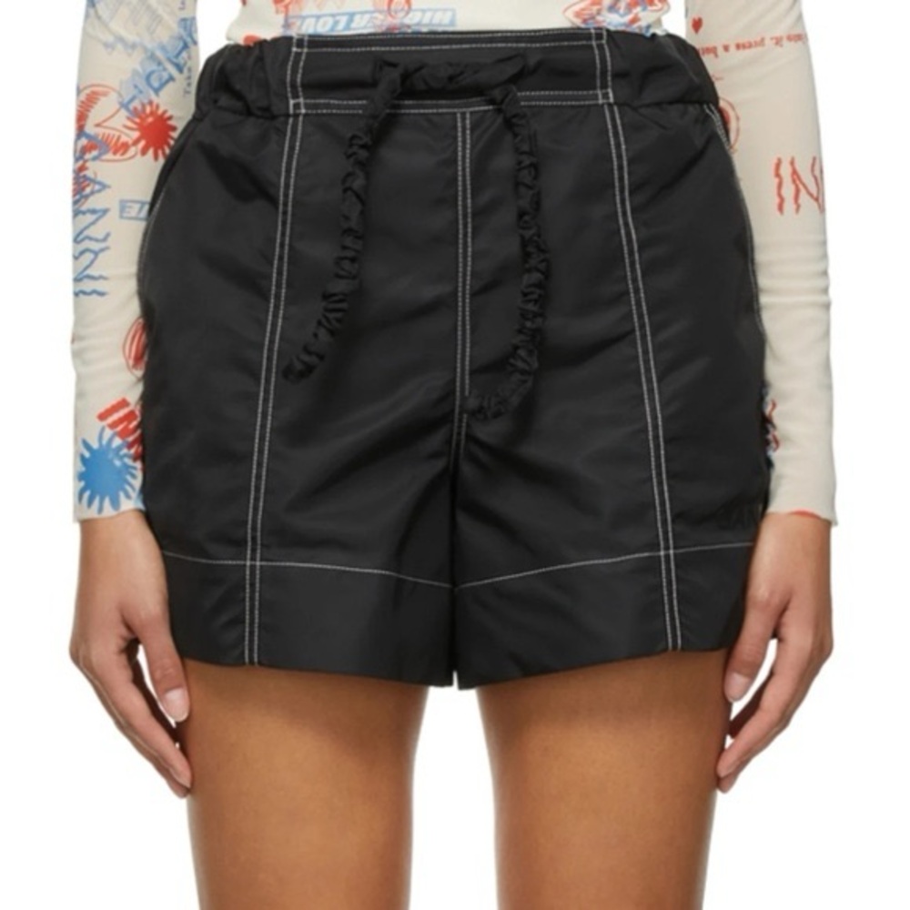 Ganni Black Nylon Shorts